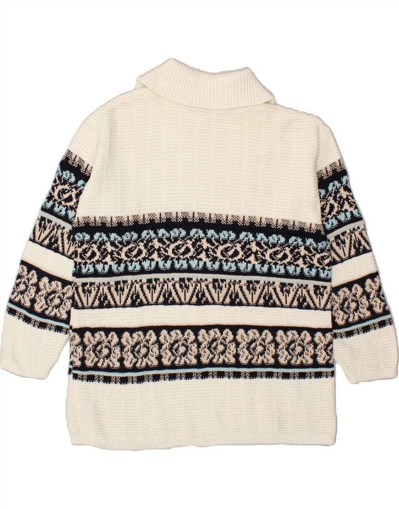 VINTAGE Womens Polo Neck Jumper Sweater EU 40 Medium Off White Fair Isle | Vintage Vintage | Thrift | Second-Hand Vintage | Used Clothing | Messina Hembry 