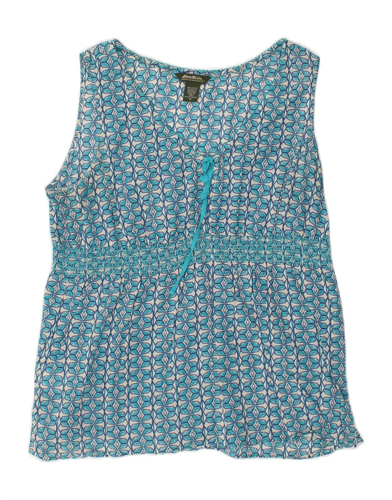 EDDIE BAUER Womens Abstract Pattern Sleeveless Blouse Top UK 18 XL Blue | Vintage Eddie Bauer | Thrift | Second-Hand Eddie Bauer | Used Clothing | Messina Hembry 