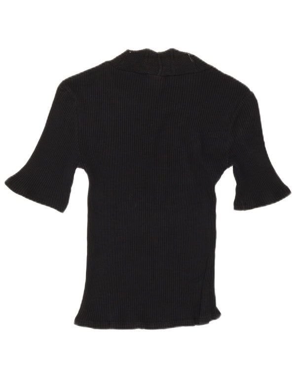 Zara Womens Crop T-Shirt Top UK 10 Small Black