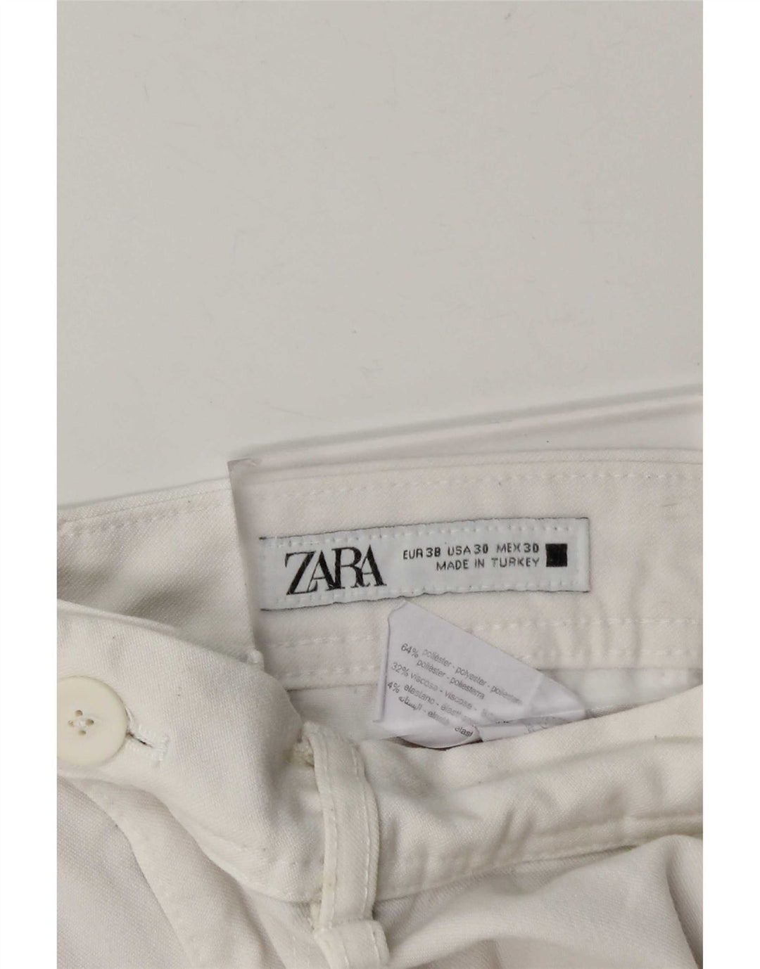 Zara Mens Slim Chino Trousers EU 38 Small W30 L28 White Polyester