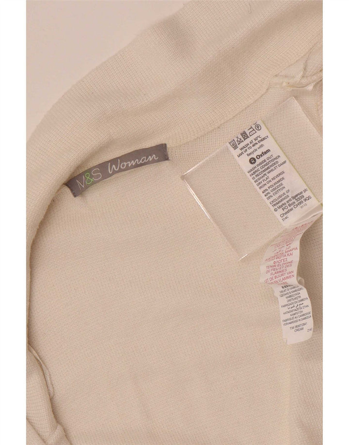 Marks & Spencer Womens Open Cardigan Sweater UK 14 Medium Beige Polyamide