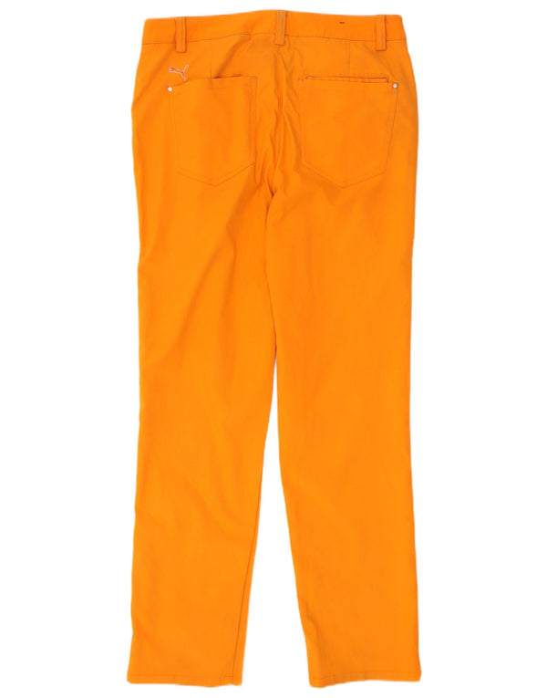 Puma Mens Straight Casual Trousers W32 L32 Orange Polyester