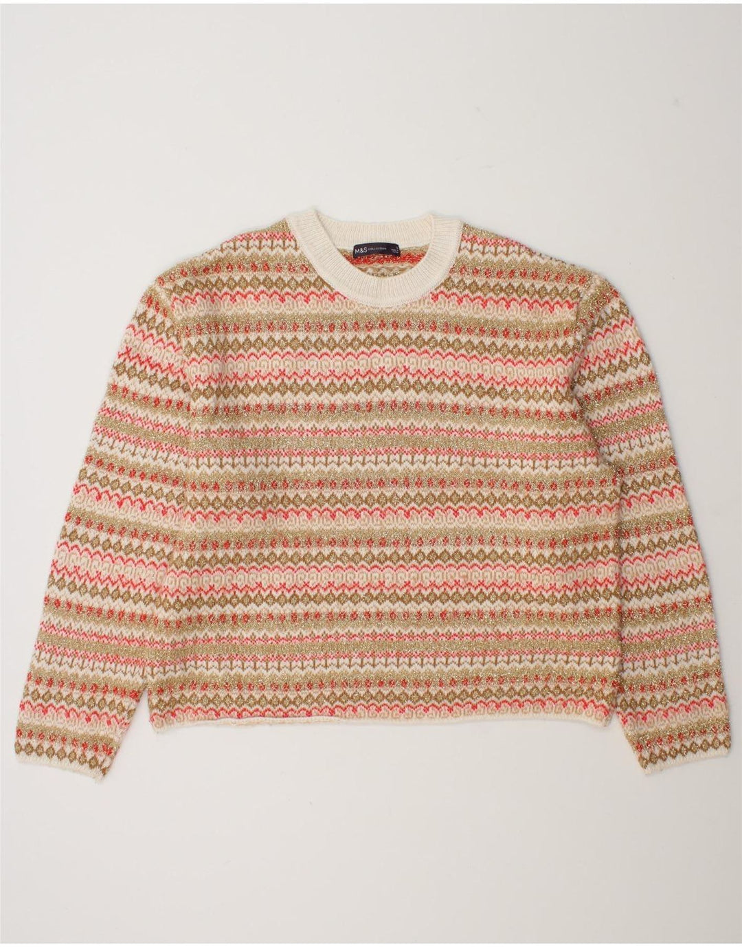Marks & Spencer Womens Crew Neck Jumper Sweater UK 16 Large Multicoloured