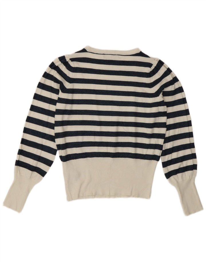 Marks & Spencer Womens Crew Neck Jumper Sweater UK 8 Small White Nautical