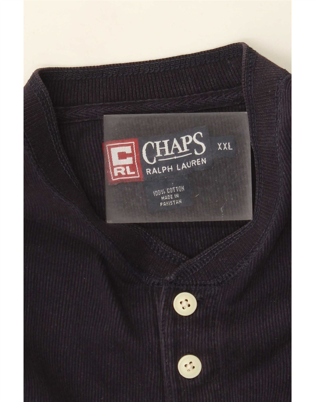 Chaps Mens Top Long Sleeve 2XL Navy Blue Cotton