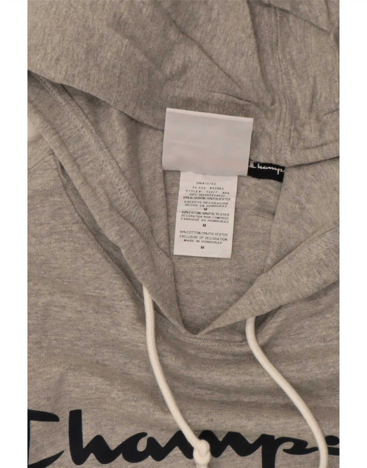 Champion Mens Graphic Hoodie Jumper Medium Grey Flecked Cotton