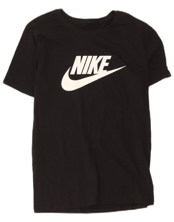 Nike Womens Graphic T-Shirt Top UK 12 Medium Black Cotton