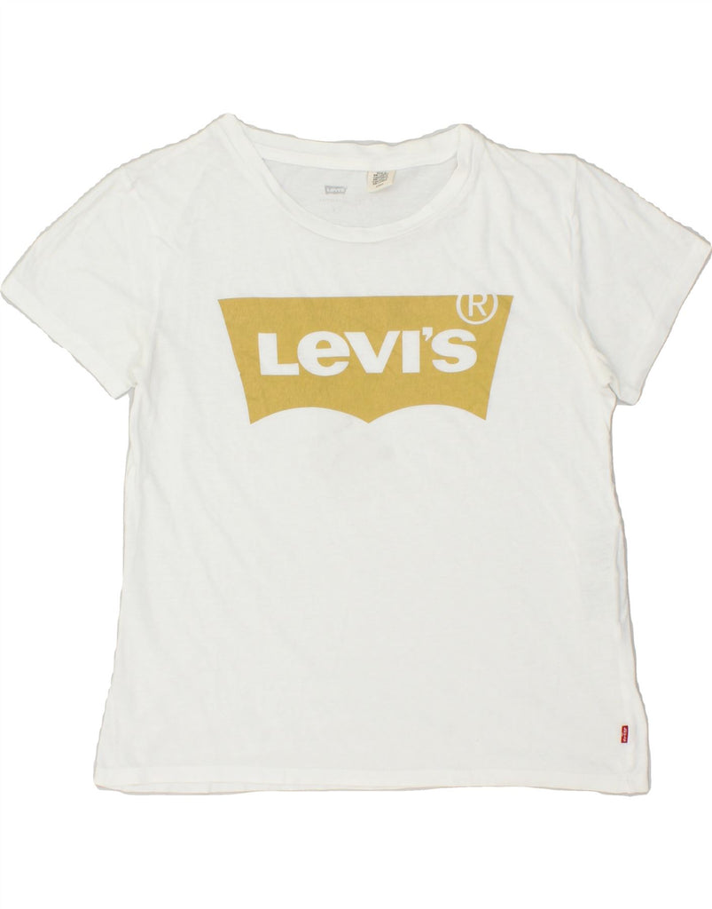 LEVI'S Womens Graphic T-Shirt Top UK 10 Small White Cotton | Vintage Levi's | Thrift | Second-Hand Levi's | Used Clothing | Messina Hembry 