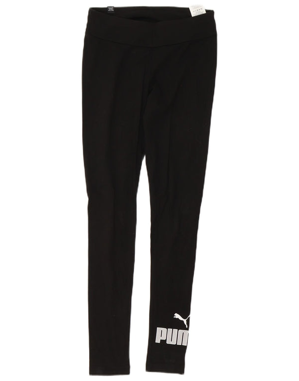 Puma Womens Graphic Leggings UK 4 XS  Black Cotton