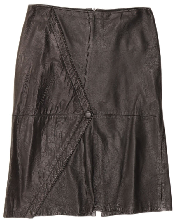 Vintage Womens Leather Skirt W30 Medium Black