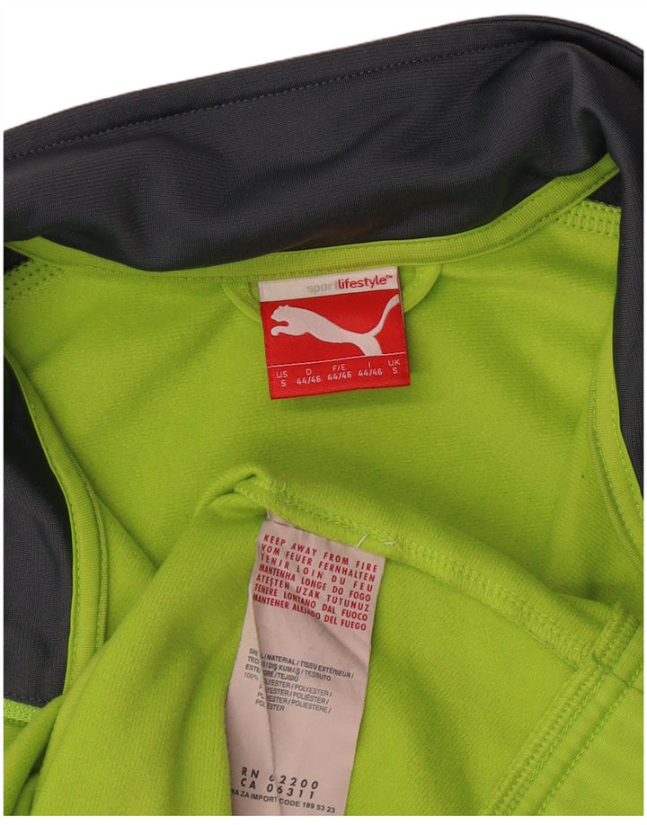 PUMA Mens Graphic Tracksuit Top Jacket Small Green Colourblock Polyester
