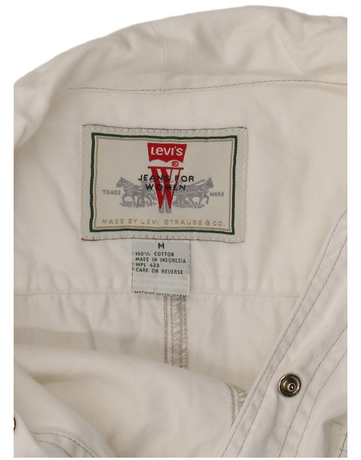 Levi's Womens Short Sleeve Denim Shirt UK 12 Medium White Cotton