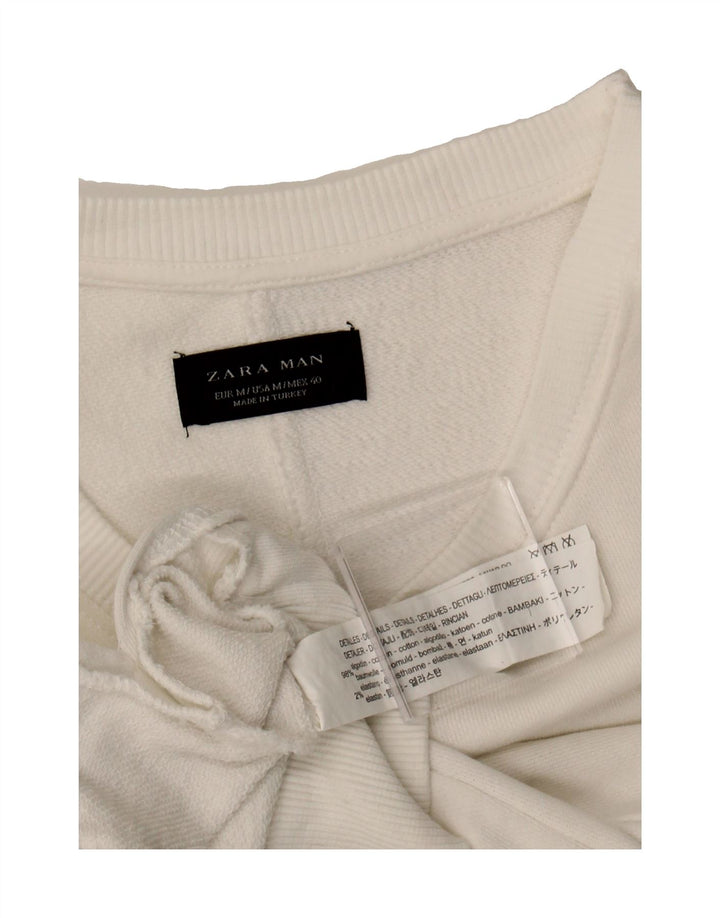 ZARA Mens Sweatshirt Jumper Medium White Cotton Vintage Zara and Second-Hand Zara from Messina Hembry 
