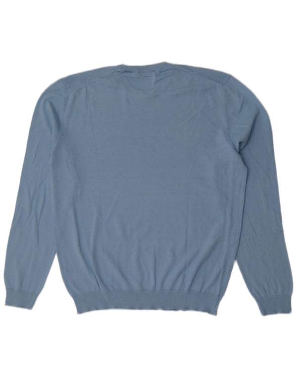 Benetton Mens Crew Neck Jumper Sweater XL Blue Cotton