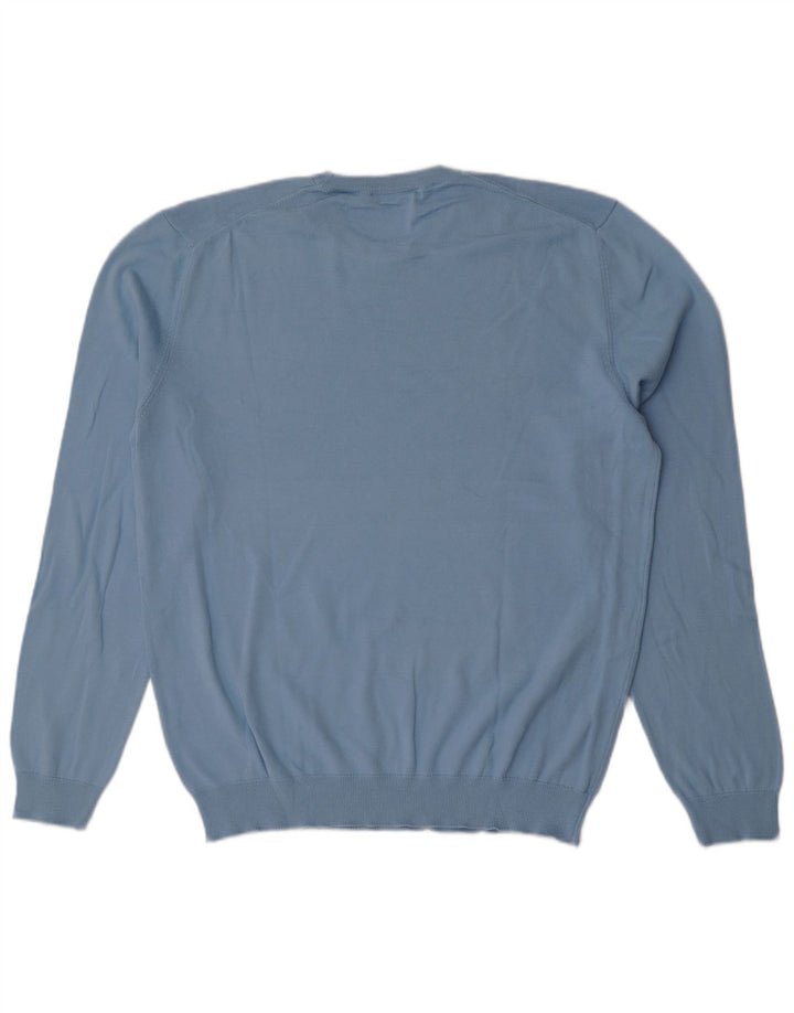 Benetton Mens Crew Neck Jumper Sweater XL Blue Cotton