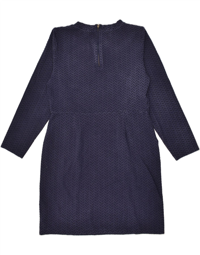 JOULES Womens Long Sleeve Basic Dress UK 14 Large  Navy Blue Chevron | Vintage Joules | Thrift | Second-Hand Joules | Used Clothing | Messina Hembry 