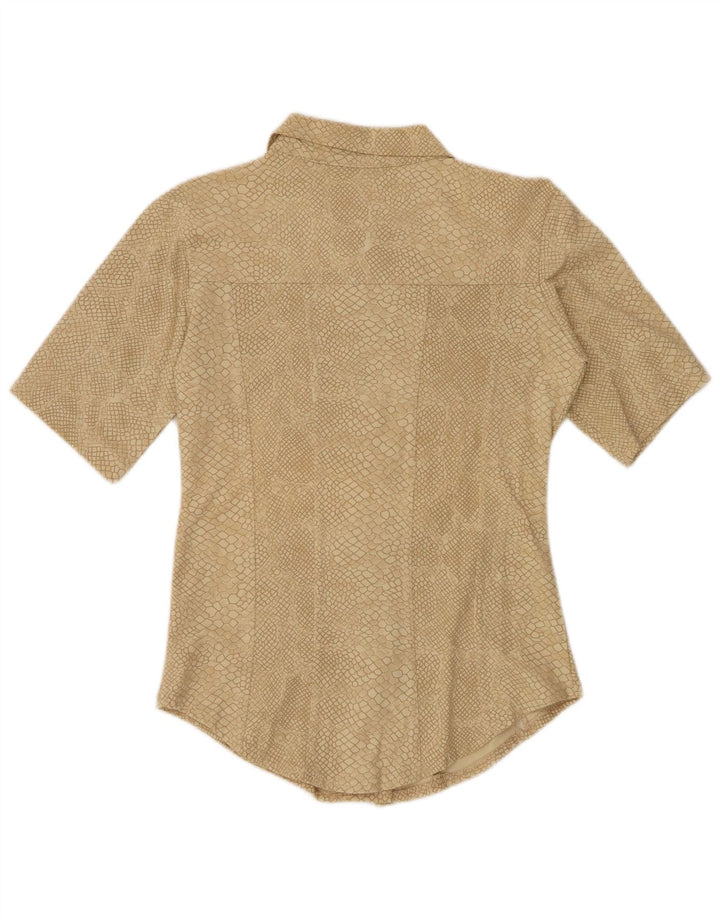 VINTAGE Womens Abstract Pattern Shirt UK 12 Medium Beige Animal Print