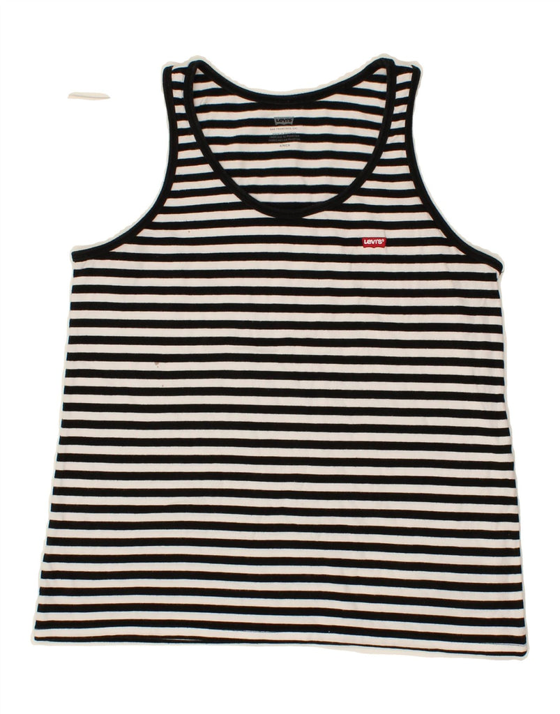 LEVI'S Womens Vest Top UK 10 Small Black Striped Vintage Levi's and Second-Hand Levi's from Messina Hembry 