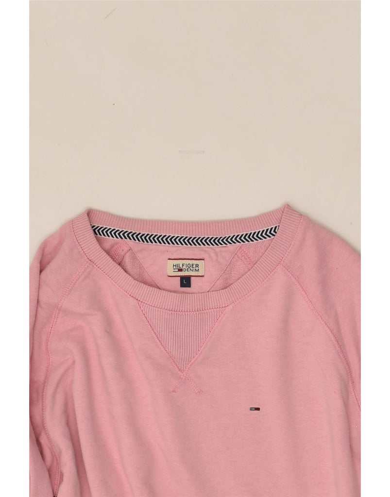 TOMMY HILFIGER Mens Sweatshirt Jumper Large Pink Cotton | Vintage Tommy Hilfiger | Thrift | Second-Hand Tommy Hilfiger | Used Clothing | Messina Hembry 