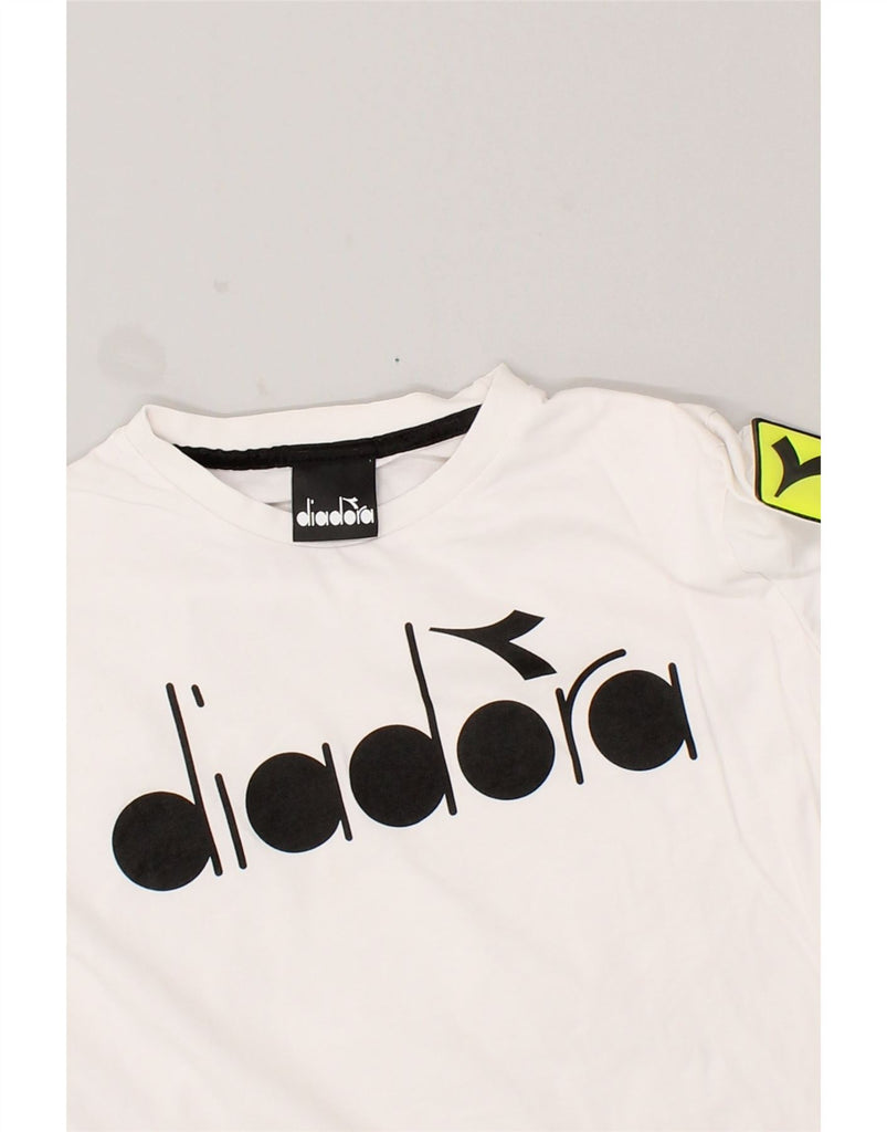 DIADORA Boys Graphic T-Shirt Top 9-10 Years White Cotton | Vintage Diadora | Thrift | Second-Hand Diadora | Used Clothing | Messina Hembry 