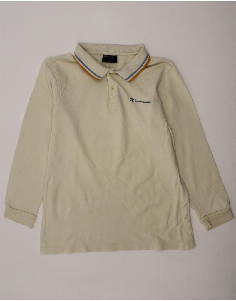 CHAMPION Boys Long Sleeve Polo Shirt 9-10 Years Medium Yellow Cotton Vintage Champion and Second-Hand Champion from Messina Hembry 
