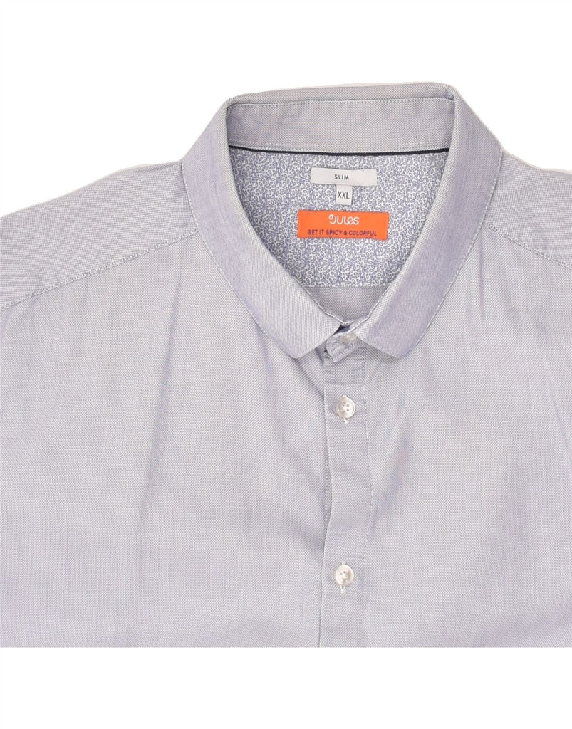 JULES Mens Slim Fit Shirt 2XL Grey Cotton | Vintage Jules | Thrift | Second-Hand Jules | Used Clothing | Messina Hembry 