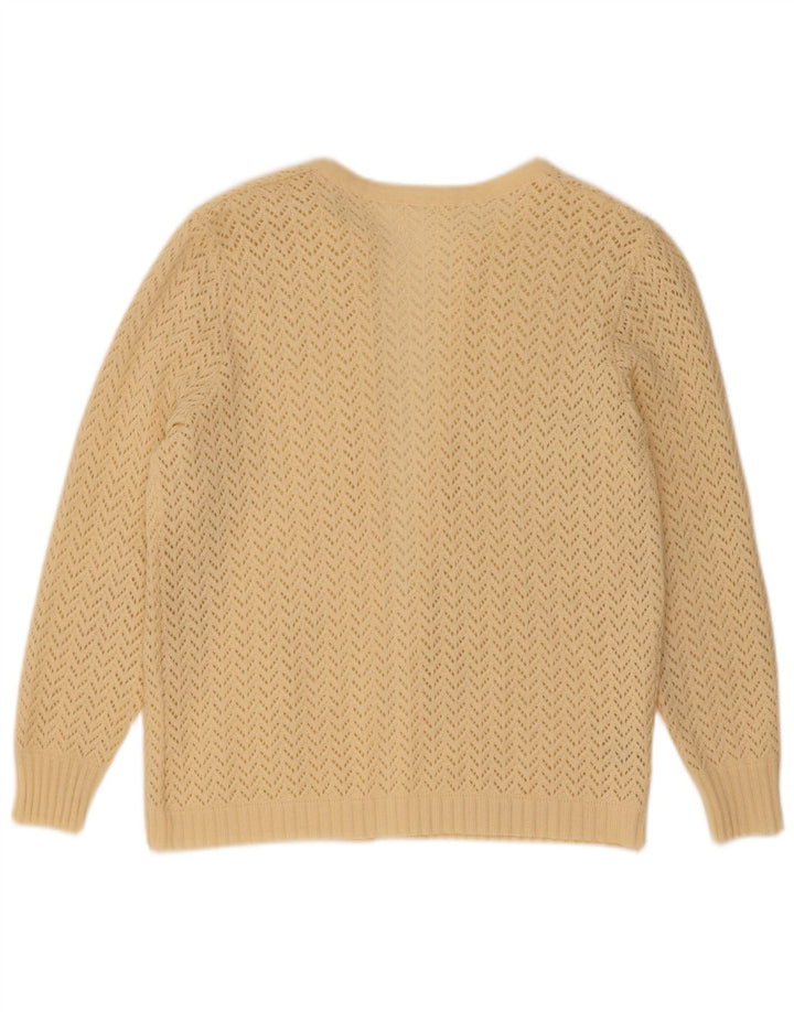 Schoeller Womens Open Cardigan Sweater UK 12 Medium Beige Polyacrylic