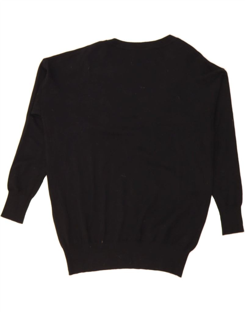 TRUSSARDI JEANS Mens V-Neck Jumper Sweater Large Black Viscose Vintage Trussardi Jeans and Second-Hand Trussardi Jeans from Messina Hembry 