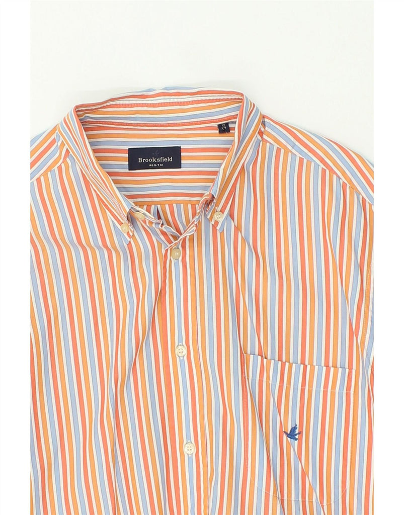 BROOKSFIELD Mens Shirt Size 42 Large Orange Striped Vintage Brooksfield and Second-Hand Brooksfield from Messina Hembry 