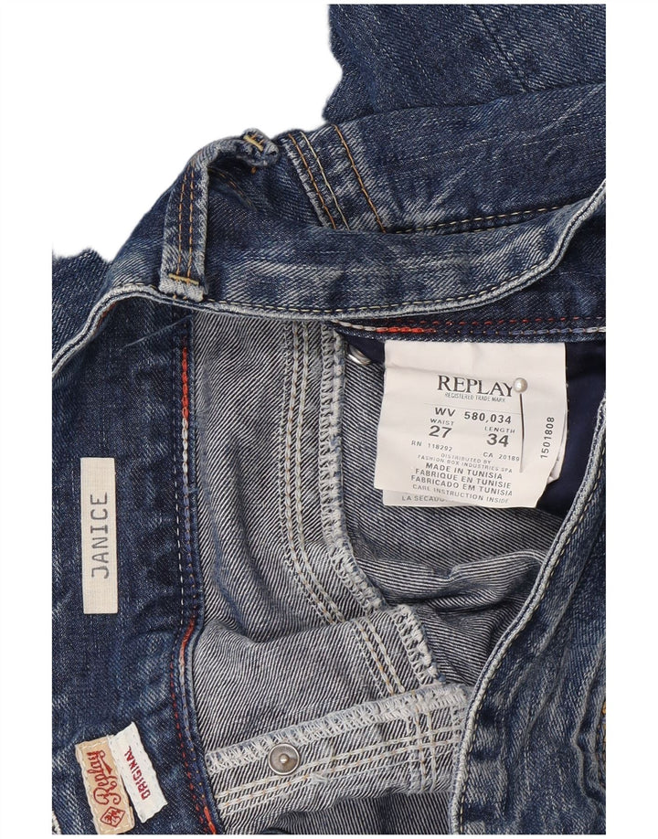 Replay Womens Janice Bootcut Jeans W27 L34 Blue Cotton