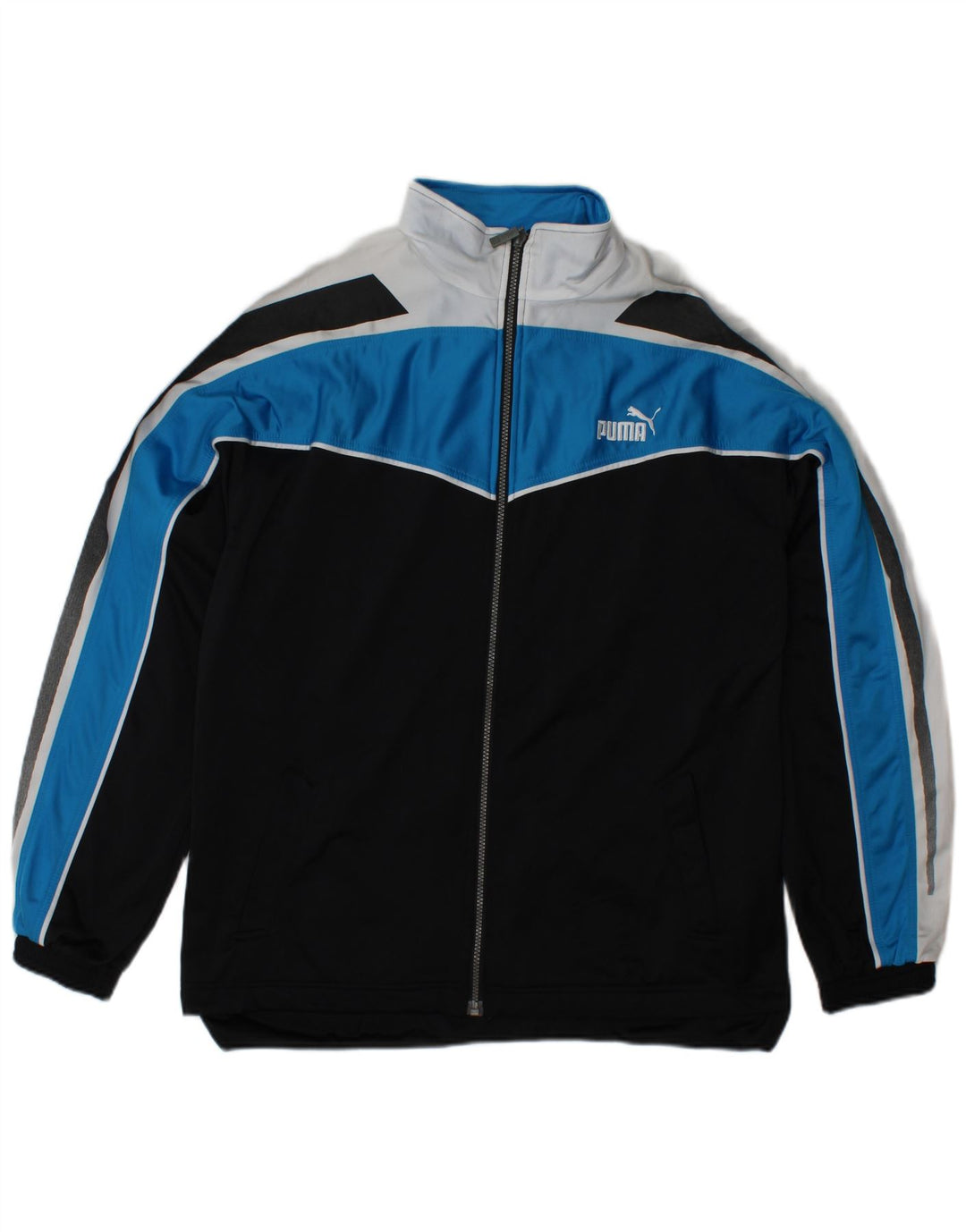 PUMA Mens Graphic Tracksuit Top Jacket Small Black Colourblock Polyester