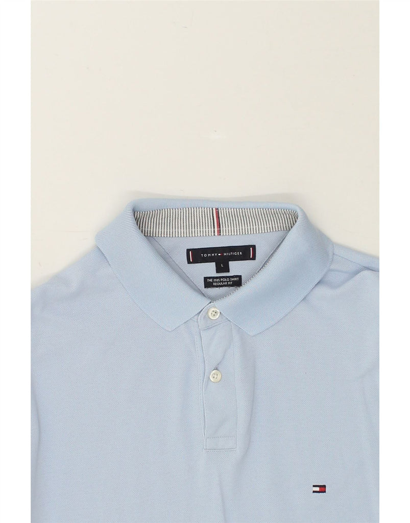 TOMMY HILFIGER Mens Regular Fit Polo Shirt Large Blue Cotton | Vintage Tommy Hilfiger | Thrift | Second-Hand Tommy Hilfiger | Used Clothing | Messina Hembry 