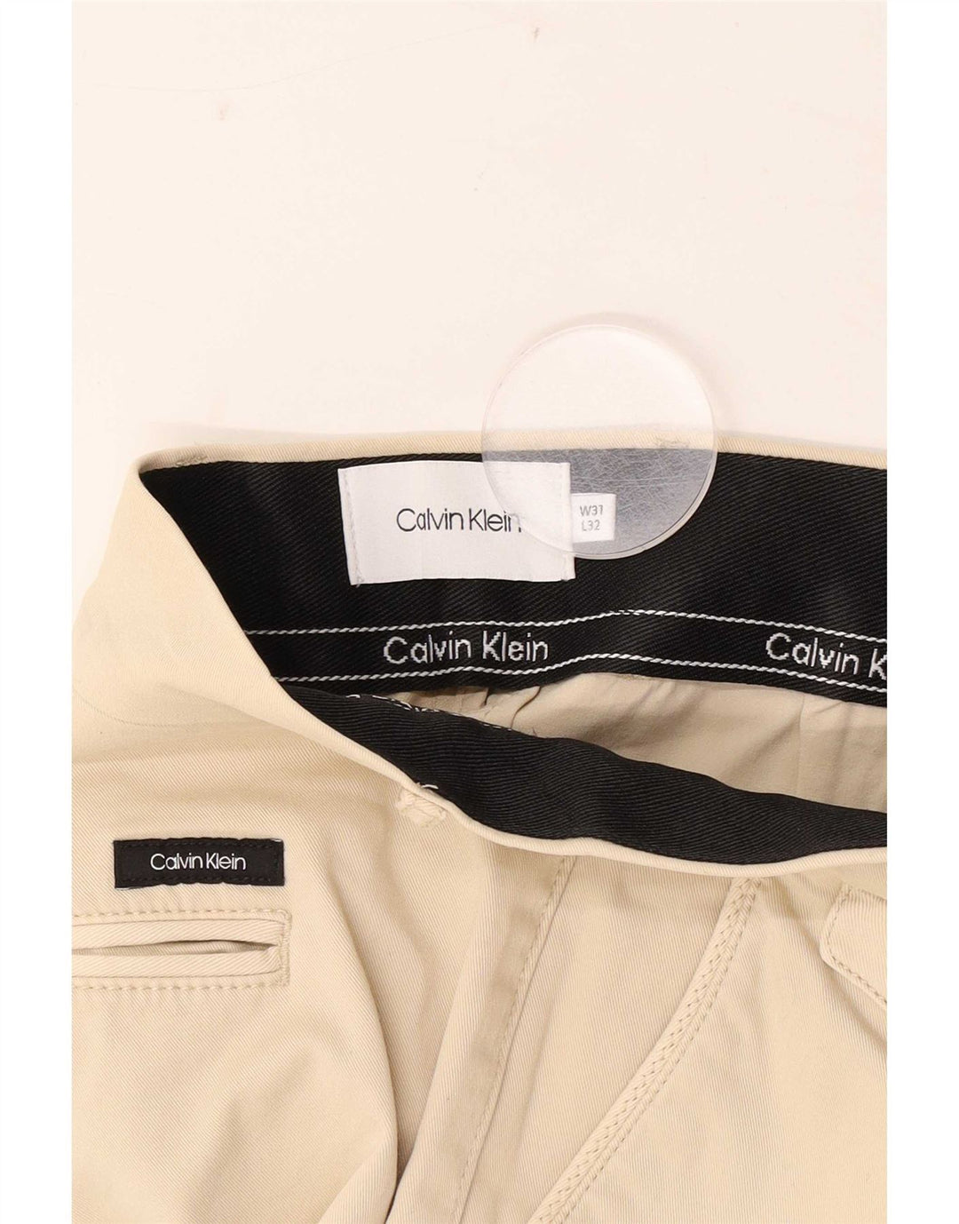 Calvin Klein Mens Slim Chino Trousers W31 L32 Beige