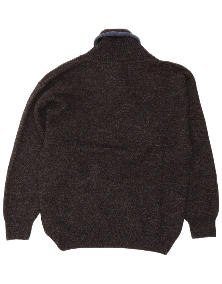 Vintage Mens Shawl Neck Jumper Sweater Medium Navy Blue Wool