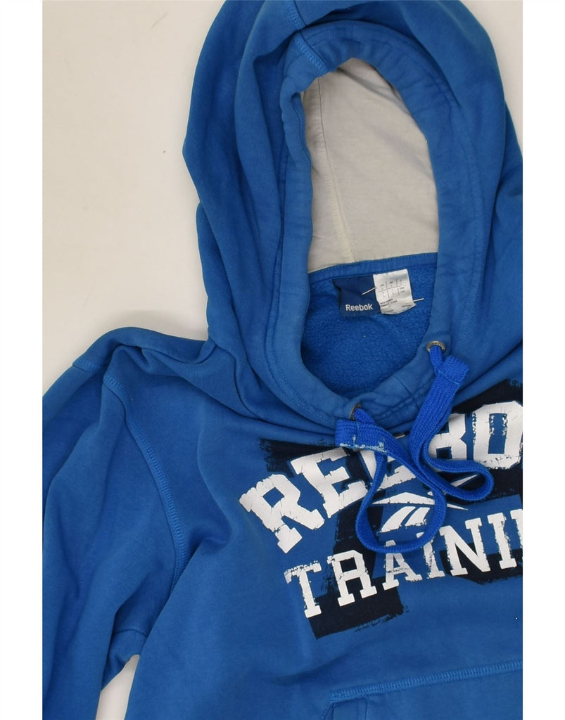 REEBOK Mens Graphic Hoodie Jumper Large Blue Cotton | Vintage Reebok | Thrift | Second-Hand Reebok | Used Clothing | Messina Hembry 