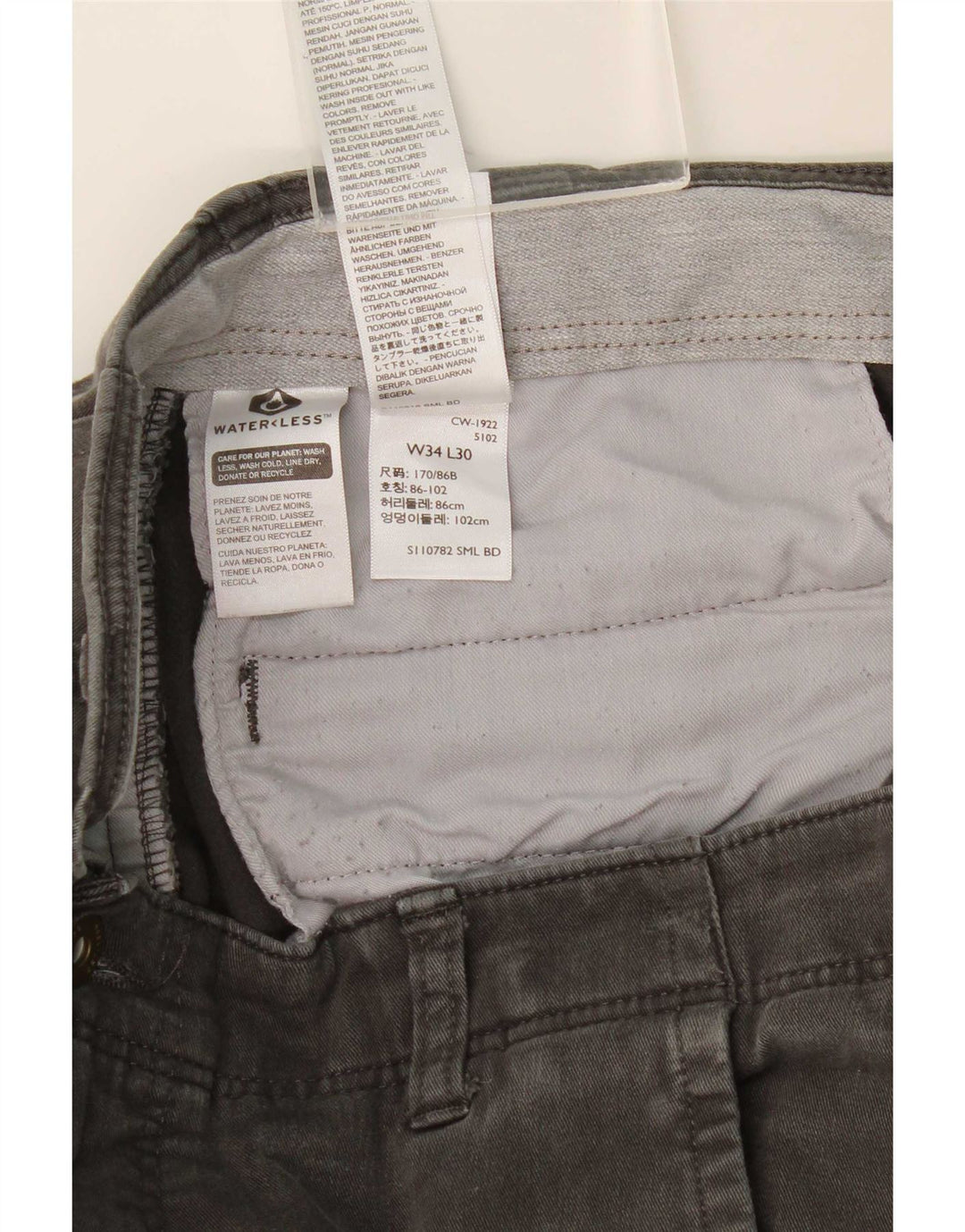 Dockers Mens Slim Chino Trousers W34 L27 Grey Cotton