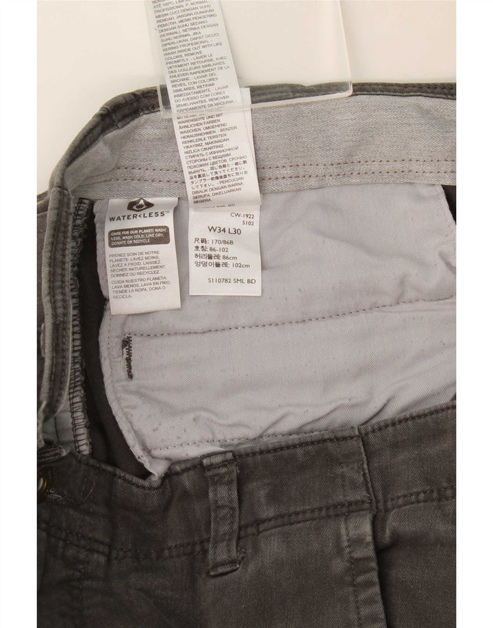 Dockers Mens Slim Chino Trousers W34 L27 Grey Cotton