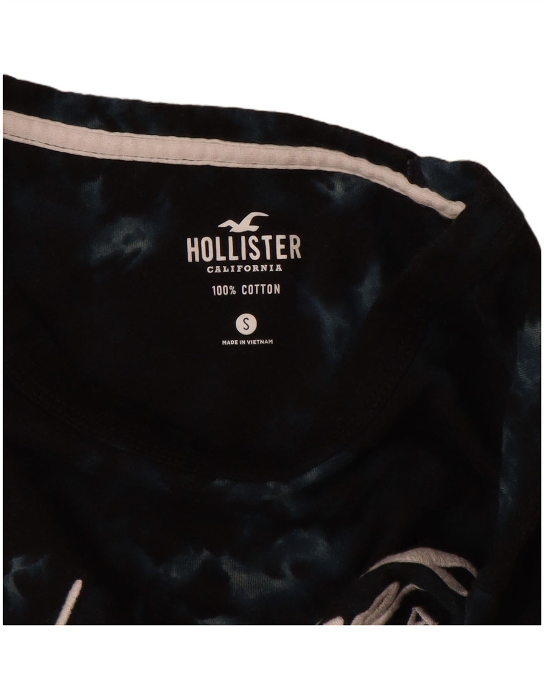 HOLLISTER Mens Graphic T-Shirt Top Small Navy Blue Tie Dye Cotton