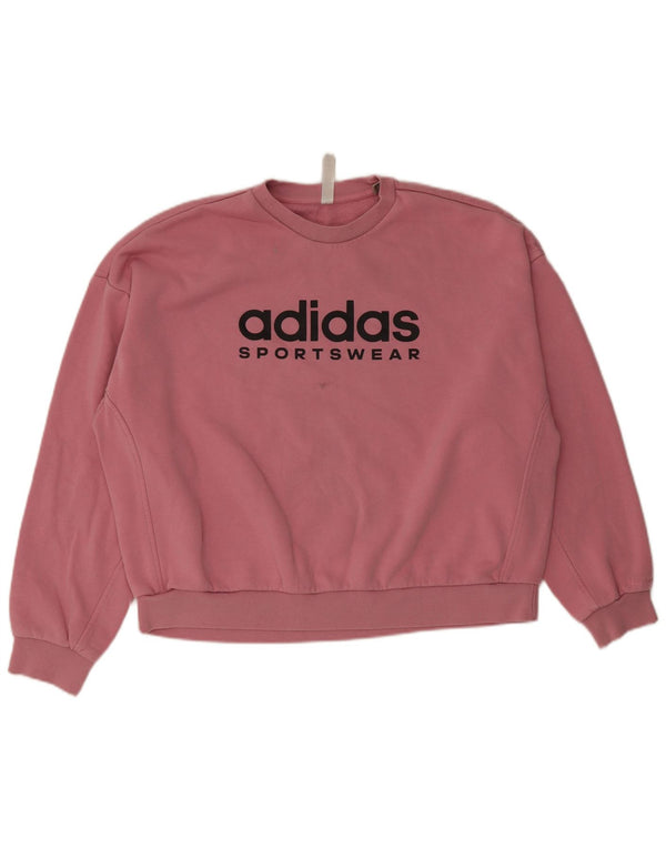Adidas Womens Oversized Graphic Sweatshirt Jumper UK 20/22 XL Pink Cotton