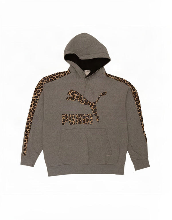 Puma Mens Graphic Hoodie Jumper Medium Grey Animal Print Cotton