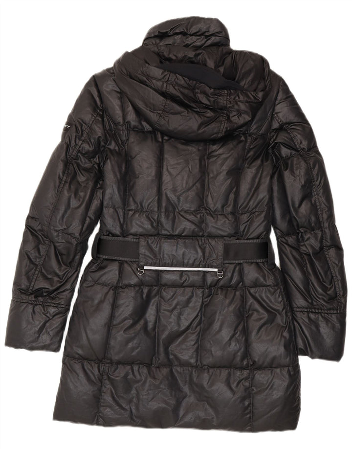 PEUTEREY Womens Hooded Padded Coat EU 42 Large Black Cotton