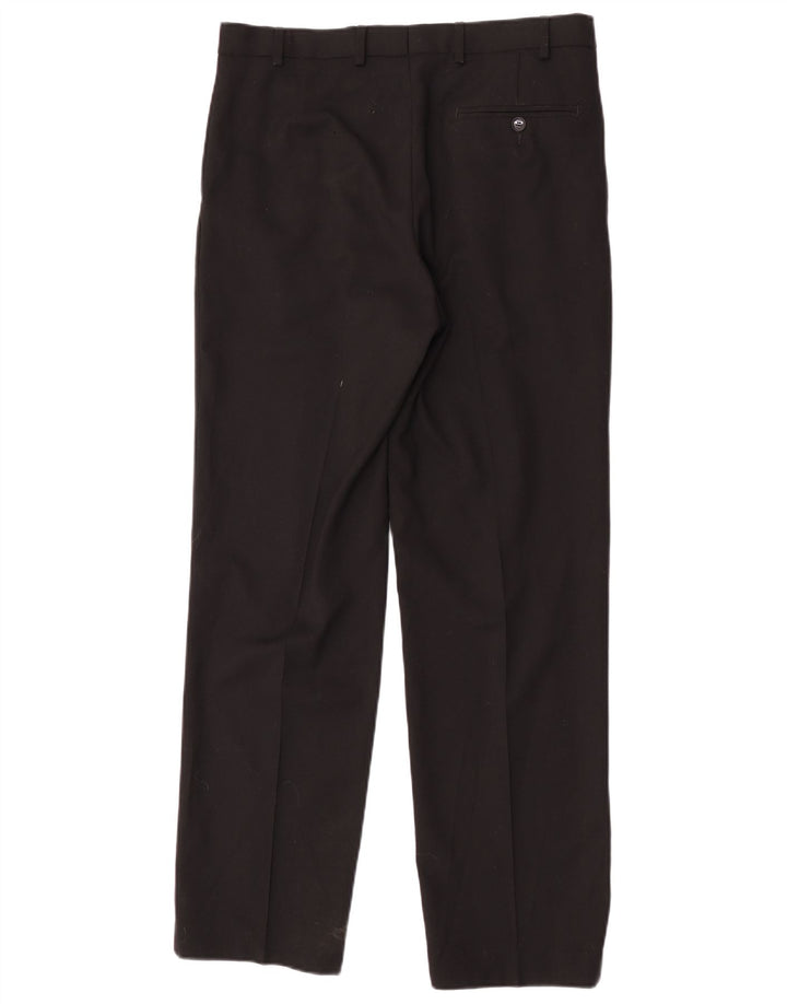 Marks & Spencer Mens Straight Suit Trousers W32 L31 Black Polyester