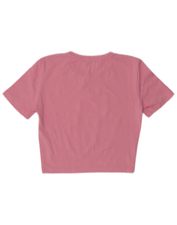 Zara Womens Crop T-Shirt Top UK 8 Small Pink Cotton