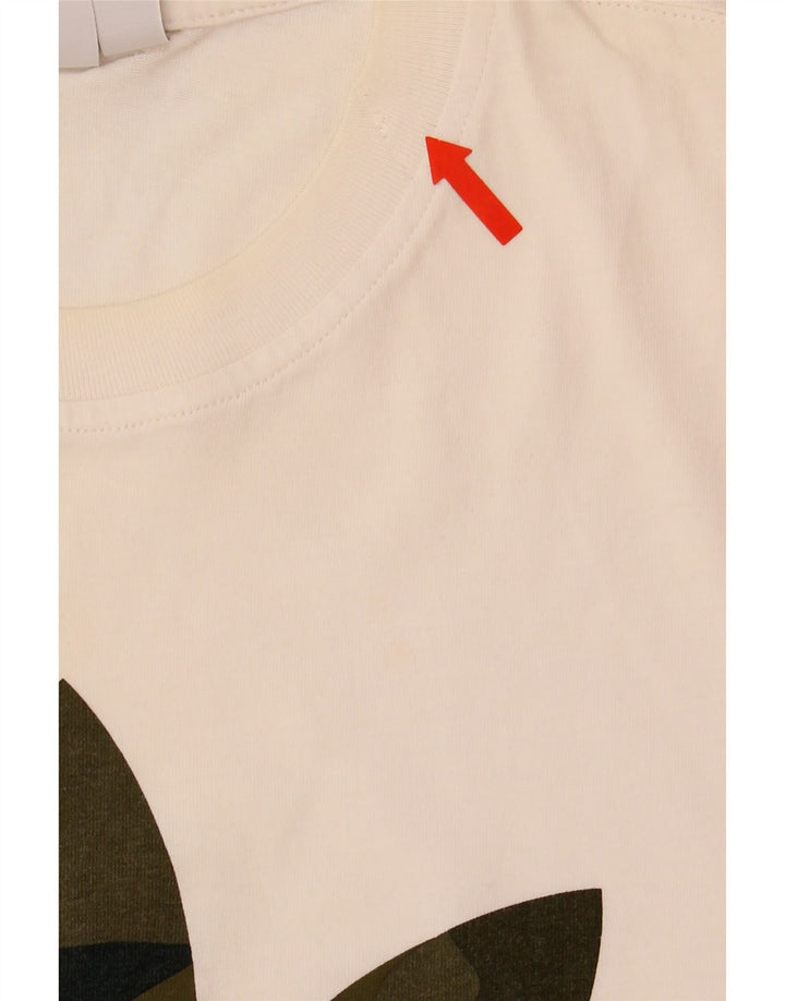 ADIDAS Mens Graphic T-Shirt Top Large White Cotton Vintage Adidas and Second-Hand Adidas from Messina Hembry 