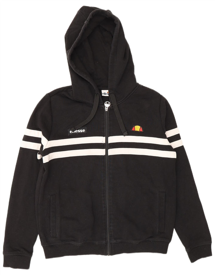 Ellesse Womens Oversized Zip Hoodie Sweater UK 10 Small Black Striped
