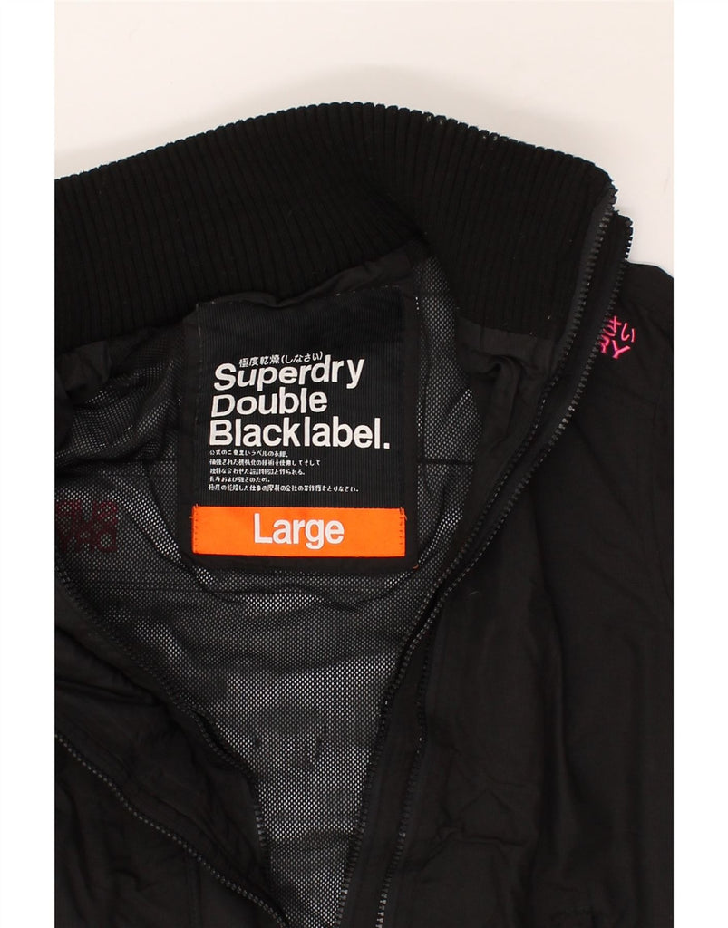 SUPERDRY Womens Windbreaker Jacket UK 16 Large Black Nylon | Vintage Superdry | Thrift | Second-Hand Superdry | Used Clothing | Messina Hembry 