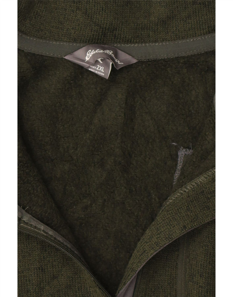 EDDIE BAUER Mens Zip Neck Sweatshirt Jumper 2XL Green Polyester Vintage Eddie Bauer and Second-Hand Eddie Bauer from Messina Hembry 