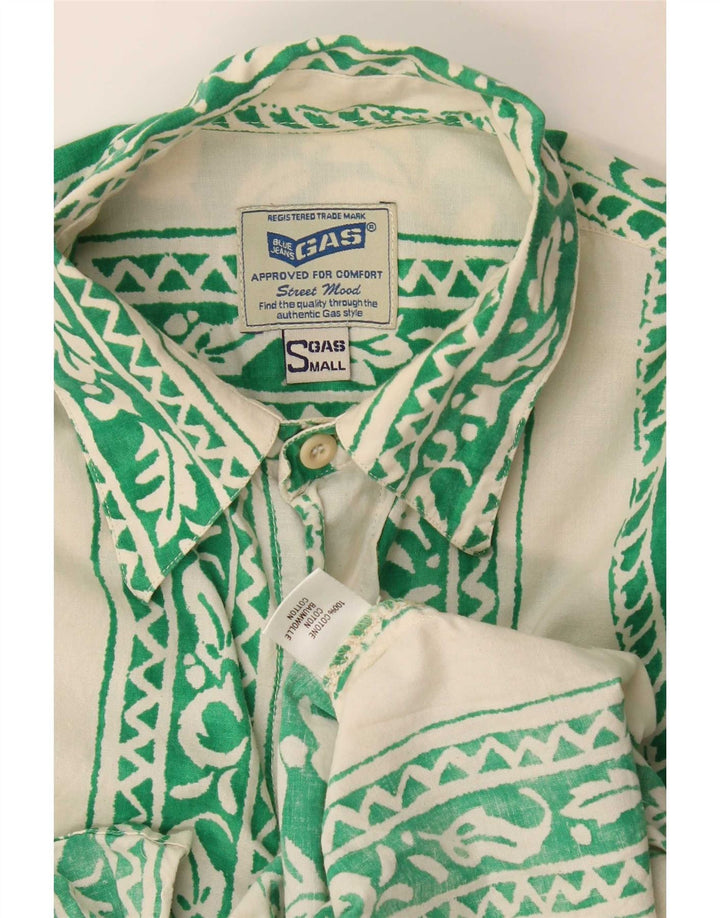 Gas Mens Shirt Small Green Floral Cotton