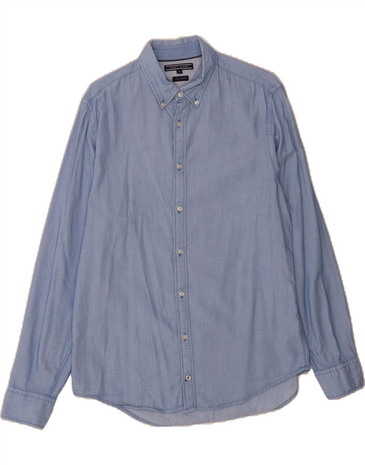 TOMMY HILFIGER Mens New York Fit Shirt Medium Blue Cotton Vintage Tommy Hilfiger and Second-Hand Tommy Hilfiger from Messina Hembry 