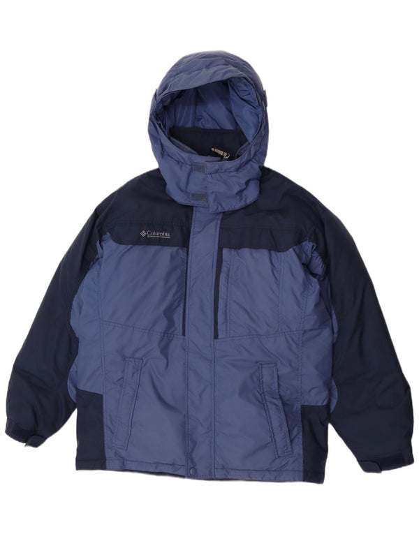 Columbia Boys Hooded Ski Jacket 13-14 Years Blue Colourblock Nylon